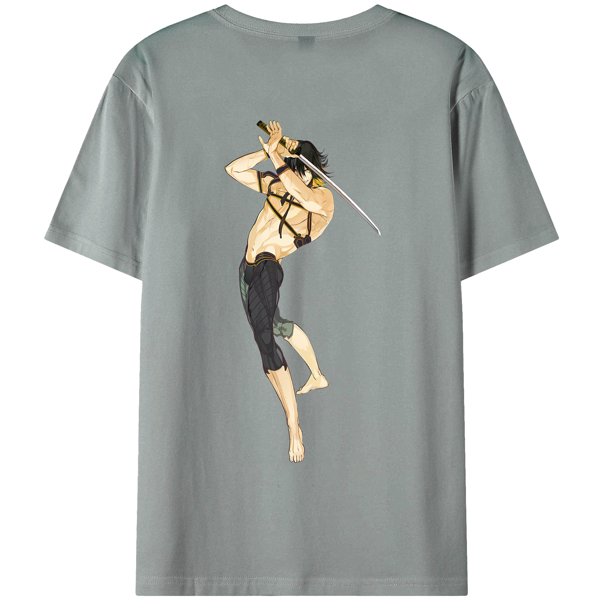 （画像用） 刀剣乱舞 Touken Ranbu 綿100％ メンズ半袖Tシャツ（バックプリント） 通気性